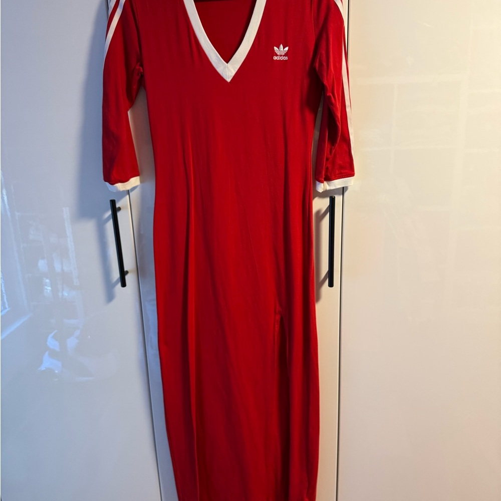 Adidas Red Maxi Dress with White Trim